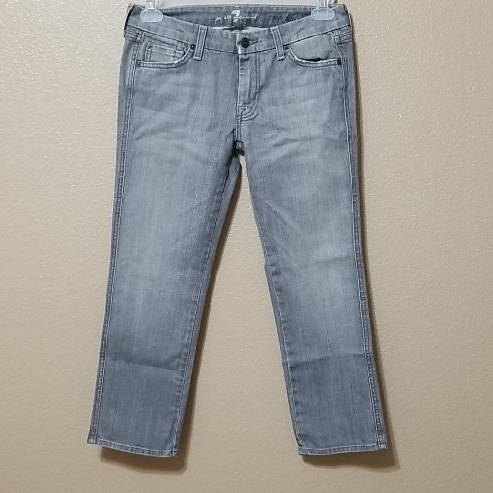 7 For All Mankind Womens Crop Kate Gray Jeans Sz28
